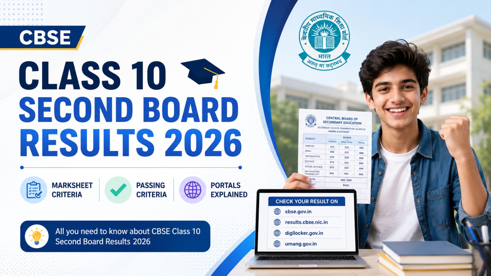 CBSE Class 10 Second Board Results 2026: Marksheet Criteria, Passing Criteria, and Portals Explained