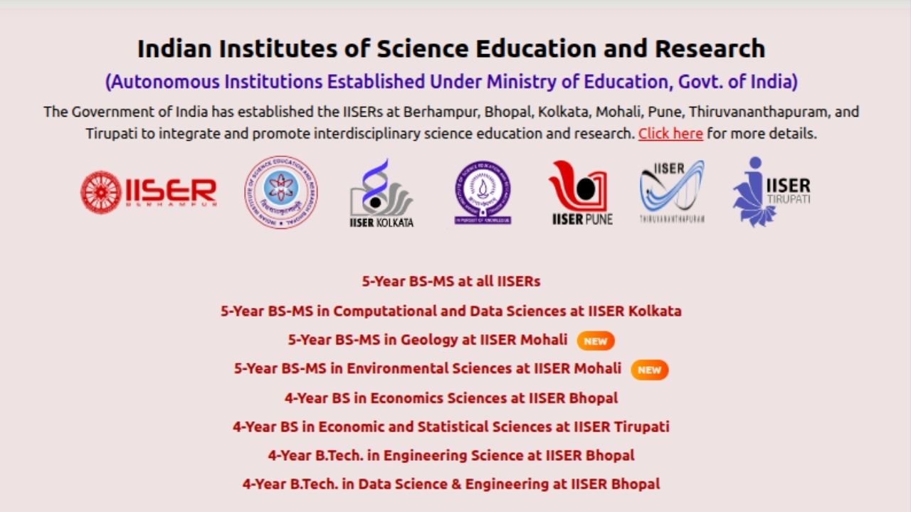IISER Admissions 2026 | IAT Exam Date, Application Form & Eligibility
